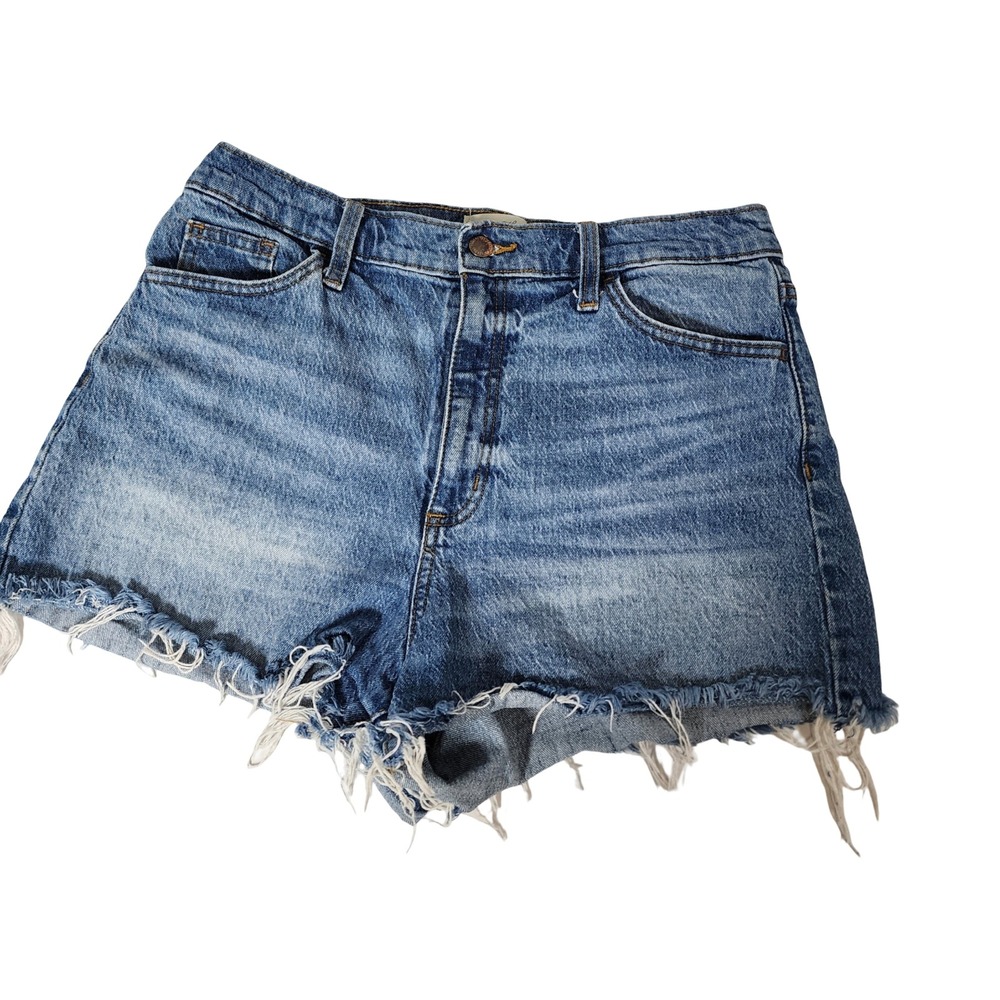 Universal Thread‎ Highest Rise Shortie Shorts Blue Denim Frayed Hem Size 10